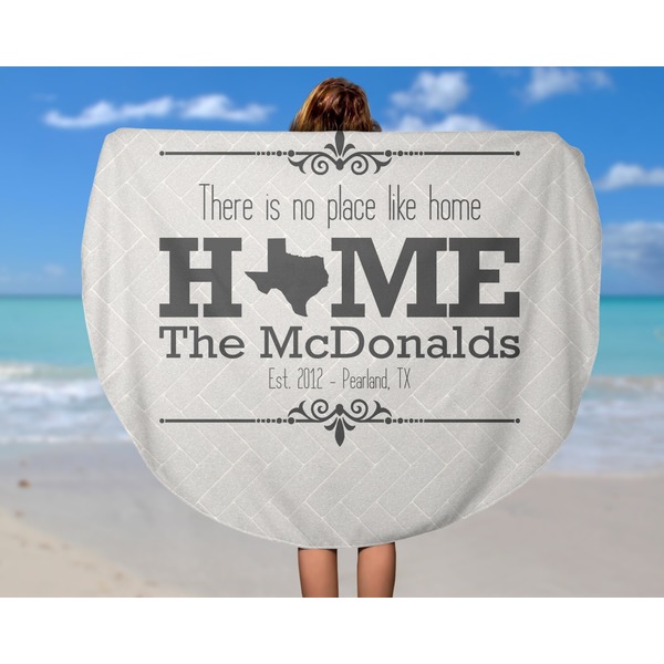 Home State Round Beach Towel - In Use