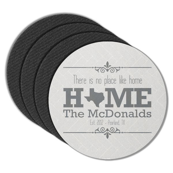 Custom Home State Round Rubber Backed Coasters - Set of 4 (Personalized)