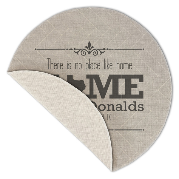 Home State Round Linen Placemats - Front (folded corner single sided)