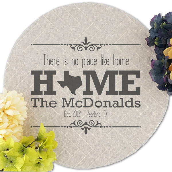 Home State Round Linen Placemats - Front (w flowers)