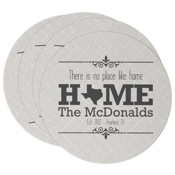 Custom Home State Round Paper Coasters w/ Name or Text