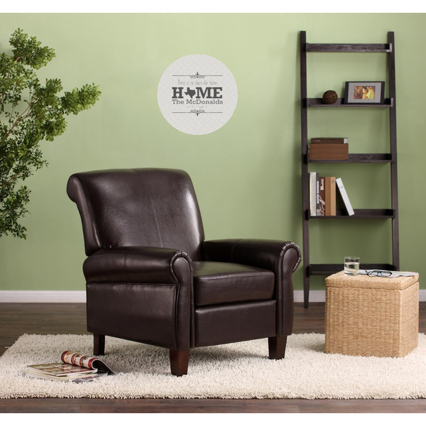 Home State Round Wall Decal on Living Room Wall