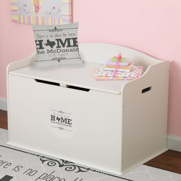 Home State Round Wall Decal on Toy Chest