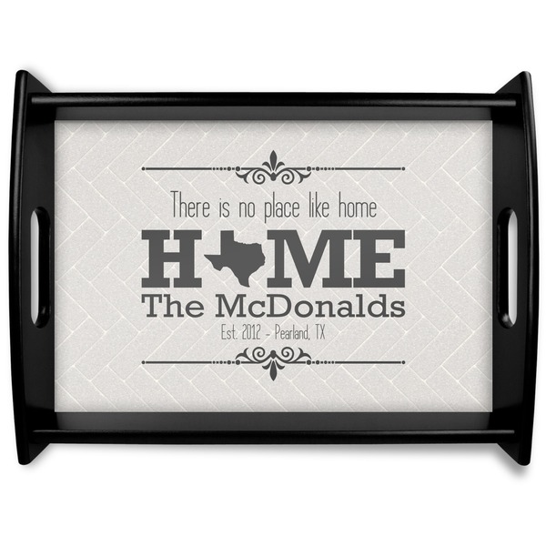Custom Home State Black Wooden Tray - Large (Personalized)