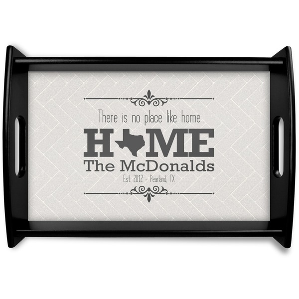 Custom Home State Black Wooden Tray - Small (Personalized)