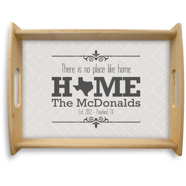 Custom Home State Natural Wooden Tray - Large (Personalized)