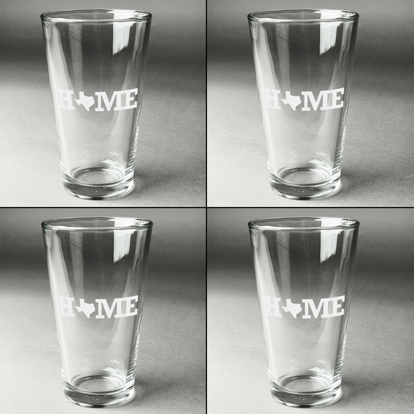 Home State Set of Four Engraved Beer Glasses - Individual View