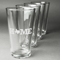Home State Pint Glasses - Engraved (Set of 4) (Personalized)