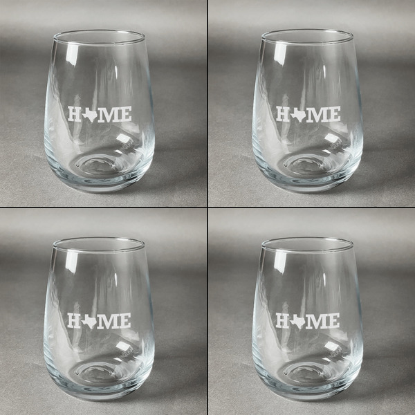 Home State Set of Four Personalized Stemless Wineglasses (Approval)
