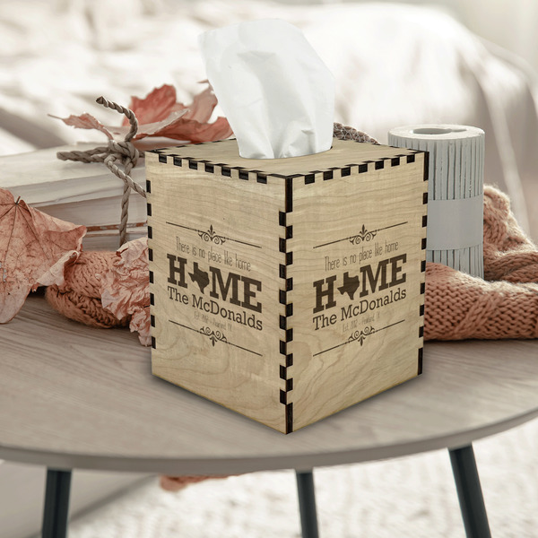 Home State Square Tissue Box Covers - Wood - In Context