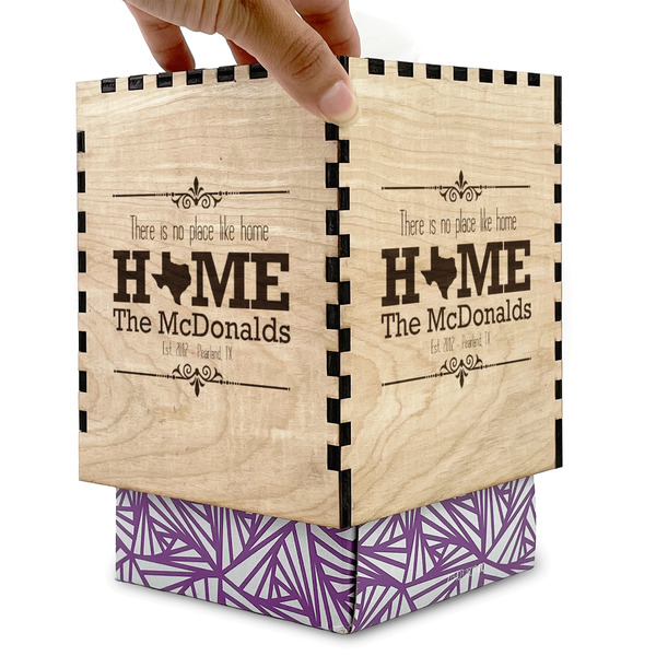 Home State Square Tissue Box Covers - Wood - with box