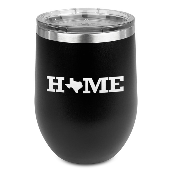 Custom Home State Stemless Stainless Steel Wine Tumbler - Black - Double Sided (Personalized)