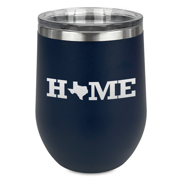 Custom Home State Stemless Stainless Steel Wine Tumbler - Navy - Single Sided (Personalized)