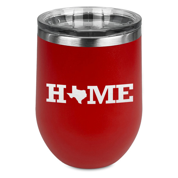 Custom Home State Stemless Stainless Steel Wine Tumbler - Red - Double Sided (Personalized)
