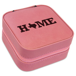 Home State Travel Jewelry Boxes - Pink Leather (Personalized)