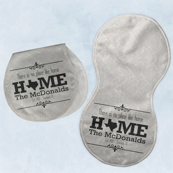 Custom Home State Burp Pads - Velour - Set of 2 w/ Name or Text
