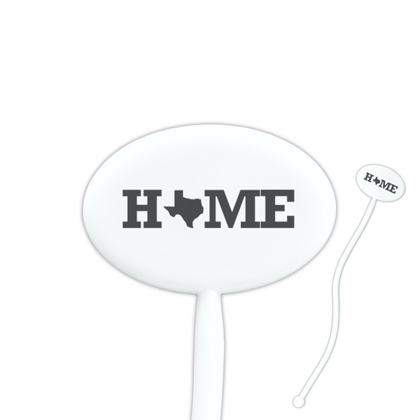 Custom Home State 7" Oval Plastic Stir Sticks - White - Single Sided