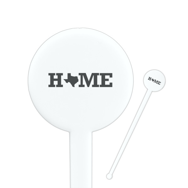 Custom Home State 7" Round Plastic Stir Sticks - White - Single Sided
