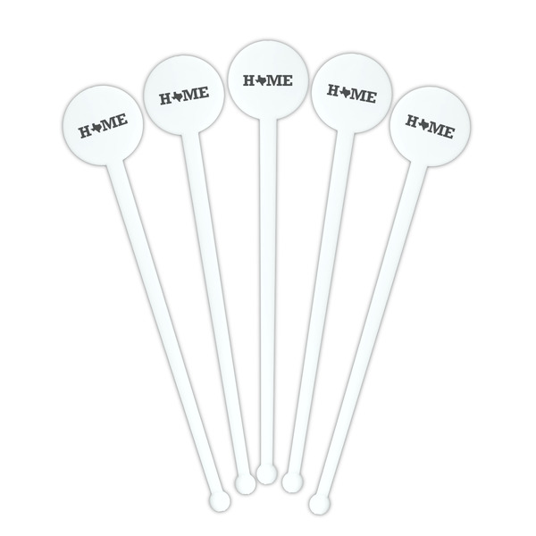 Home State White Plastic 7" Stir Stick - Round - Fan View