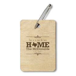 Home State Wood Luggage Tag - Rectangle (Personalized)