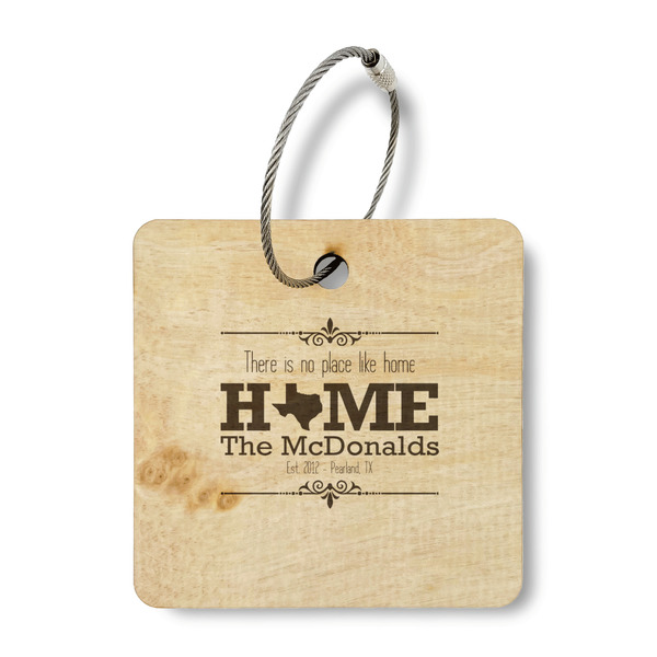 Custom Home State Wood Luggage Tag - Square (Personalized)