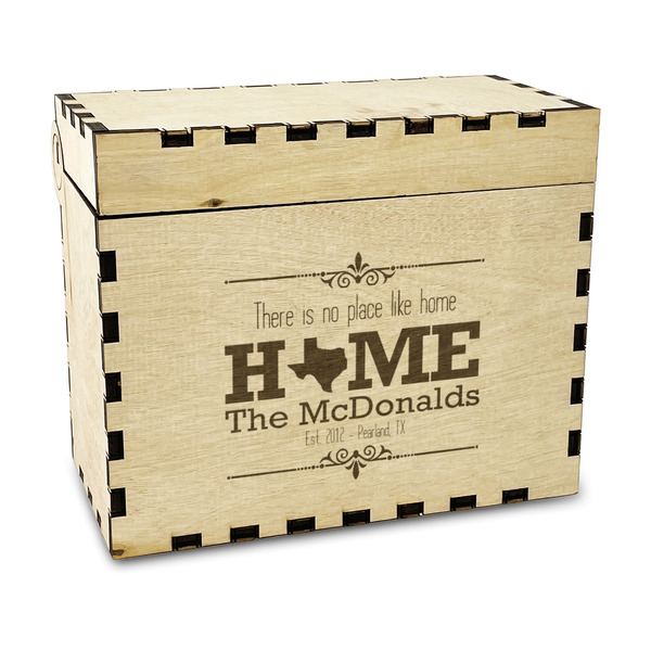 Custom Home State Wood Recipe Box - Laser Engraved (Personalized)