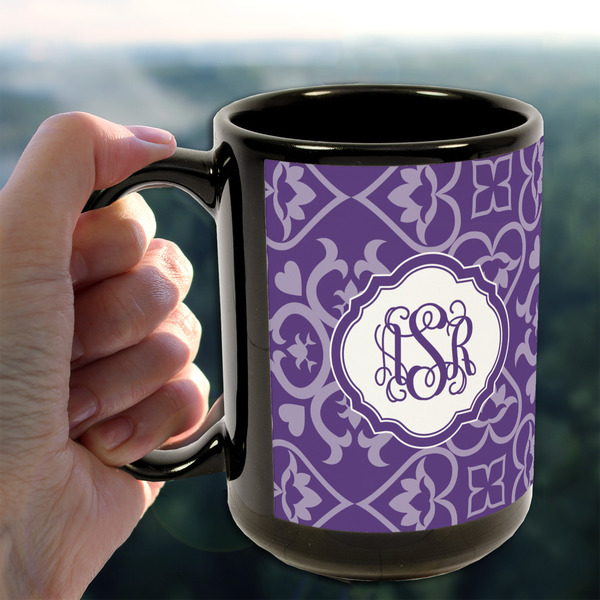 Lotus Flower 15oz. Black Mug - LIFESTYLE