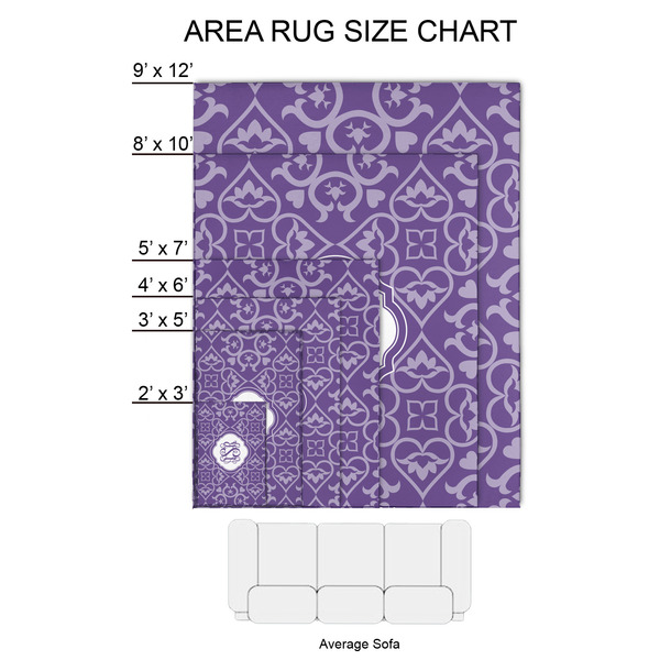 Lotus Flower 2'x3' Indoor Area Rugs - Size Chart