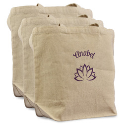 Lotus Flower Reusable Cotton Grocery Bags - Set of 3 (Personalized)