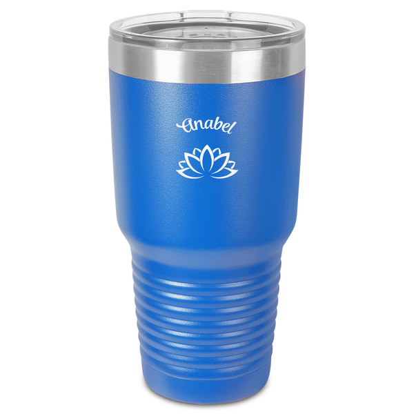 Custom Lotus Flower 30 oz Stainless Steel Tumbler - Royal Blue - Single-Sided (Personalized)
