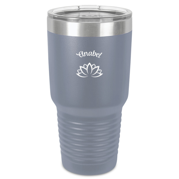 Custom Lotus Flower 30 oz Stainless Steel Tumbler - Grey - Single-Sided (Personalized)