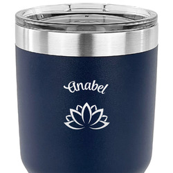 Lotus Flower 30 oz Stainless Steel Tumbler - Navy - Double Sided (Personalized)