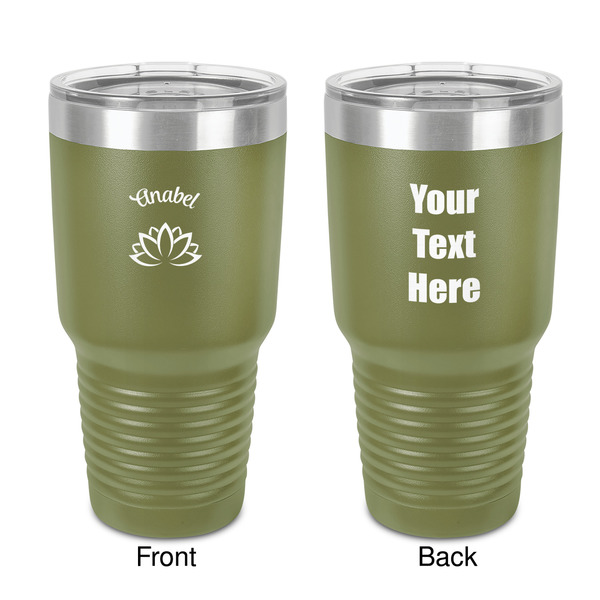 Custom Lotus Flower 30 oz Stainless Steel Tumbler - Olive - Double-Sided (Personalized)