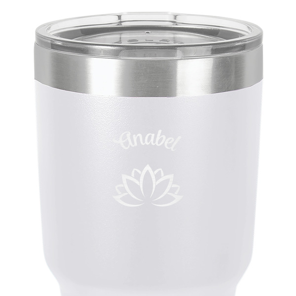 Lotus Flower 30 oz Stainless Steel Ringneck Tumbler - White - Close Up