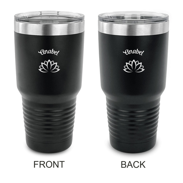 Custom Lotus Flower 30 oz Stainless Steel Tumbler - Black - Double Sided (Personalized)