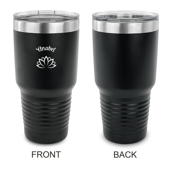 Lotus Flower 30 oz Stainless Steel Ringneck Tumblers - Black - Single Sided - APPROVAL
