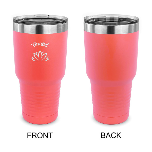 Lotus Flower 30 oz Stainless Steel Ringneck Tumblers - Coral - Single Sided - APPROVAL