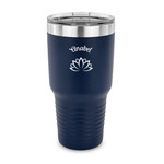 Lotus Flower 30 oz Stainless Steel Tumbler - Navy - Single Sided (Personalized)