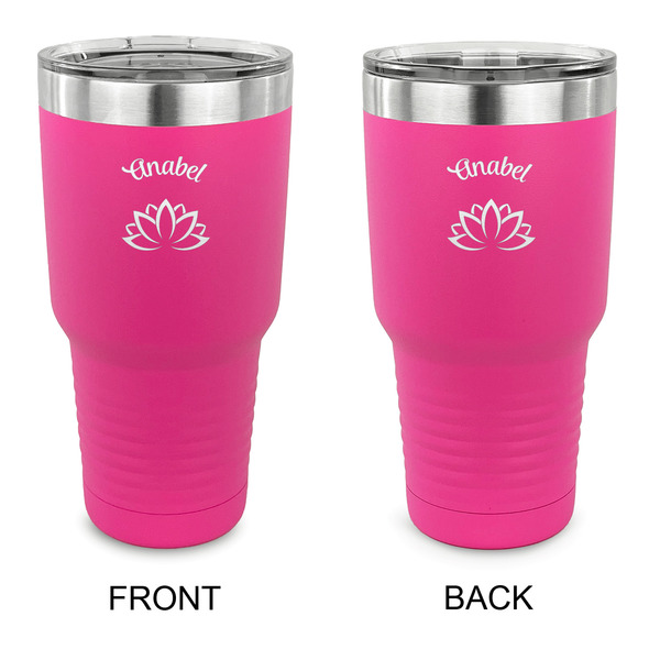 Custom Lotus Flower 30 oz Stainless Steel Tumbler - Pink - Double Sided (Personalized)