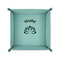 Lotus Flower 6" x 6" Teal Leatherette Snap Up Tray - FOLDED UP