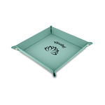 Lotus Flower 6" x 6" Teal Faux Leather Valet Tray (Personalized)