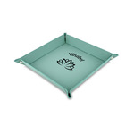 Lotus Flower Faux Leather Dice Tray - 6" x 6" - Teal (Personalized)