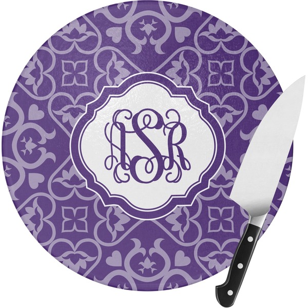 Custom Lotus Flower Round Glass Cutting Board - Small (Personalized)