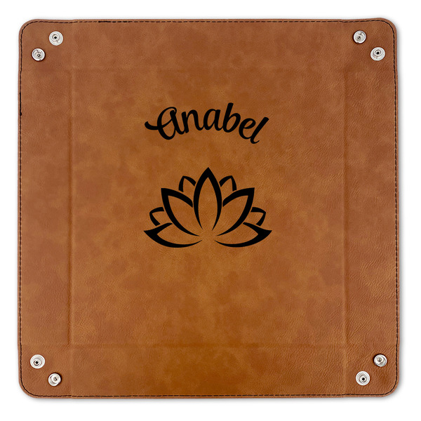 Lotus Flower 9" x 9" Leatherette Snap Up Tray - APPROVAL (FLAT)