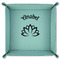 Lotus Flower 9" x 9" Teal Leatherette Snap Up Tray - FOLDED