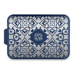 Lotus Flower Aluminum Baking Pan with Navy Lid (Personalized)