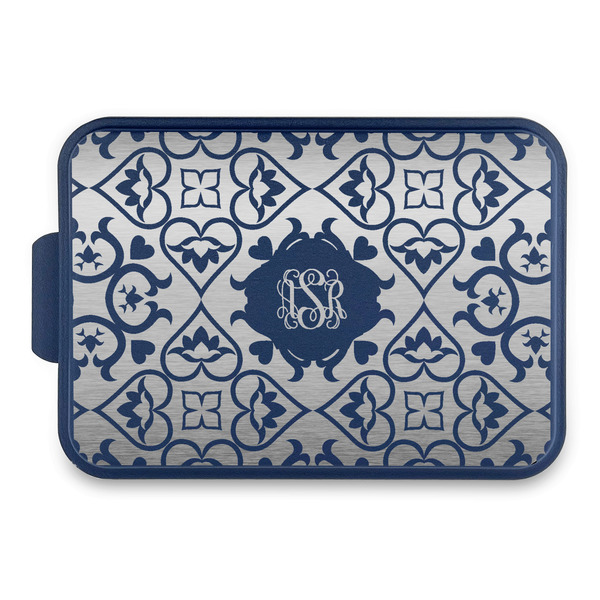 Custom Lotus Flower Aluminum Baking Pan with Navy Lid (Personalized)