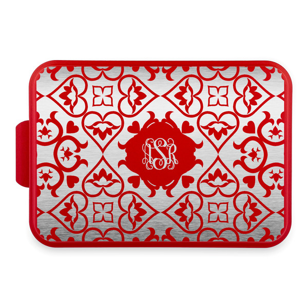 Custom Lotus Flower Aluminum Baking Pan with Red Lid (Personalized)