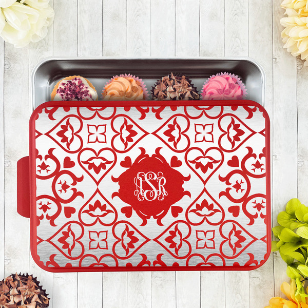 Lotus Flower Aluminum Baking Pan - Red Lid - LIFESTYLE