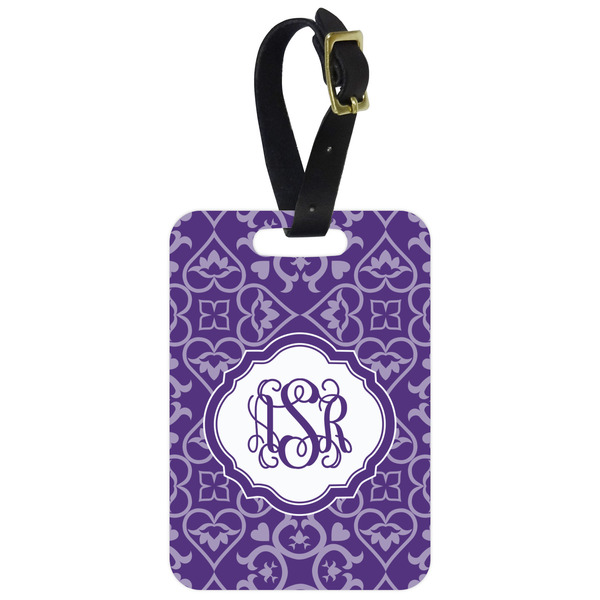 Custom Lotus Flower Metal Luggage Tag w/ Monogram